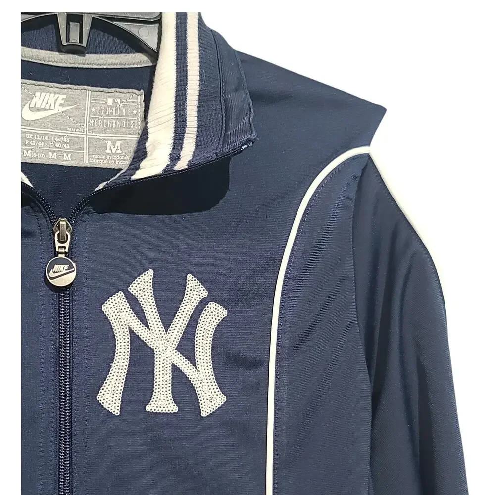 Vintage Nike NY Yankees Full Zip Track Jacket Blue Medium 8-10 GUC - Picture 3 of 6